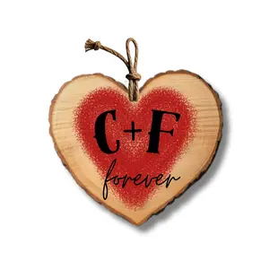 Handmade Wooden Heart Ornament Custom Real Tree Slice Rustic Charm 3" Valentine's Day Gift for Couples Unique Home Decor