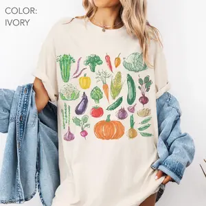 Vegetables Shirt Comfort Colors, Farmers Market Tee, Botanical Veggie Graphic Shirt, Cottagecore Tee, Kitchen Garden Gift, Plant Lover Top