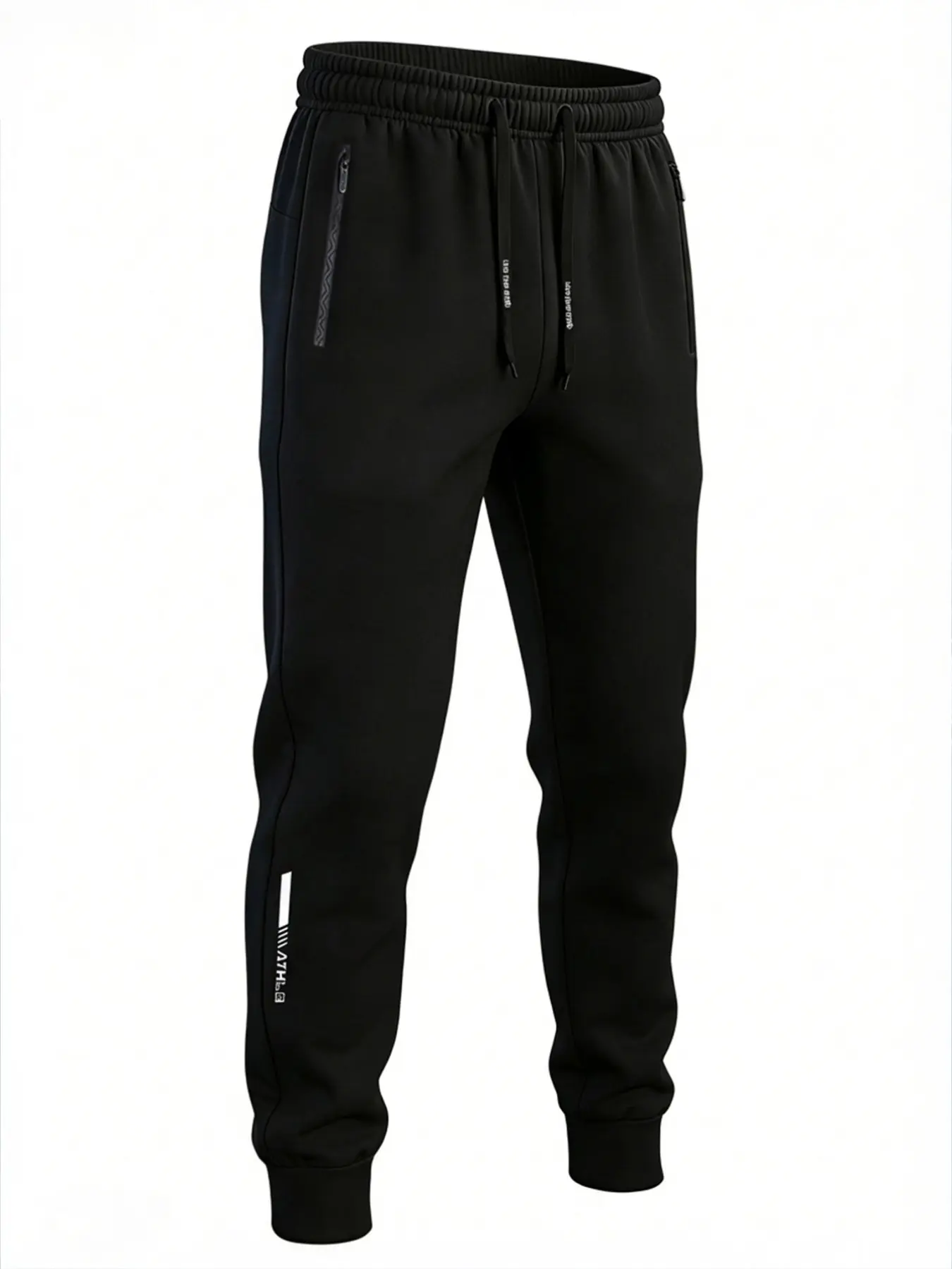 Breathable Quick-Dry Jogger Pants - Lightweight Gym Joggers with Zip Pockets, Reflective Stripe & Drawstring Waist - Ideal for Running, Training, Workout or Everyday Casual Wear - Athleisure Fitness Pants