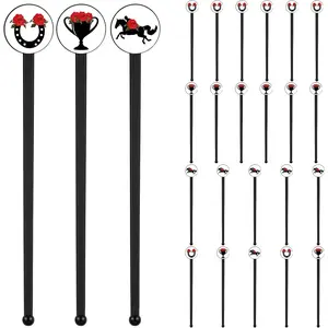 60 Pcs 7 Inches Derby Drink Stirrers Plastic Horse Swizzle Stir Sticks for Cocktails Coffee Whiskey Derby Party Favors Decoration
