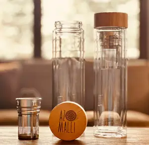 Azomalli Travel Glass Tea Infuser Tumbler - BPA Free Portable Reusable Mug with Built-in Infuser for Easy Brewing & Sipping - Bottles Drinkware Water Bottles