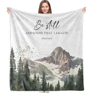 Be Still and Know That I Am God Christian Throw Blanket, Christian Gifts for Women Men,  Verse Blanket for Bedroom Living Room Couch Sofa, 50x60 Inches