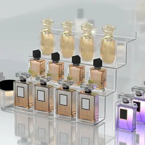 Transparent Acrylic Staircase Perfume Organizer, Multi-Layer Cosmetic Display Rack, Desktop Storage Holder, Makeup & Fragrance Organizer