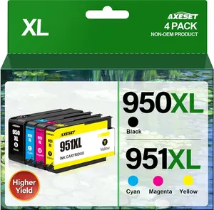 951XL Ink Cartridges Combo Pack Compatible for HP 950 951 XL Use with HP OfficeJet Pro 8600 8610 8620 8100 8630 8660 8640 8615 76DW 251DW (4 Pack, 1 Black, 1 Cyan, 1 Magenta, 1 Yellow)