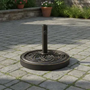 Garvee Upgraded Heavy Duty Patio Umbrella Base Stand – 26.5 lb Weighted Round Resin, Adjustable Adapter for 1.5"-2.1" Poles, Fits 7.5-11FT Outdoor Umbrellas, Corrosion & Wind Resistant, Stable for Garden, Pool, or Deck