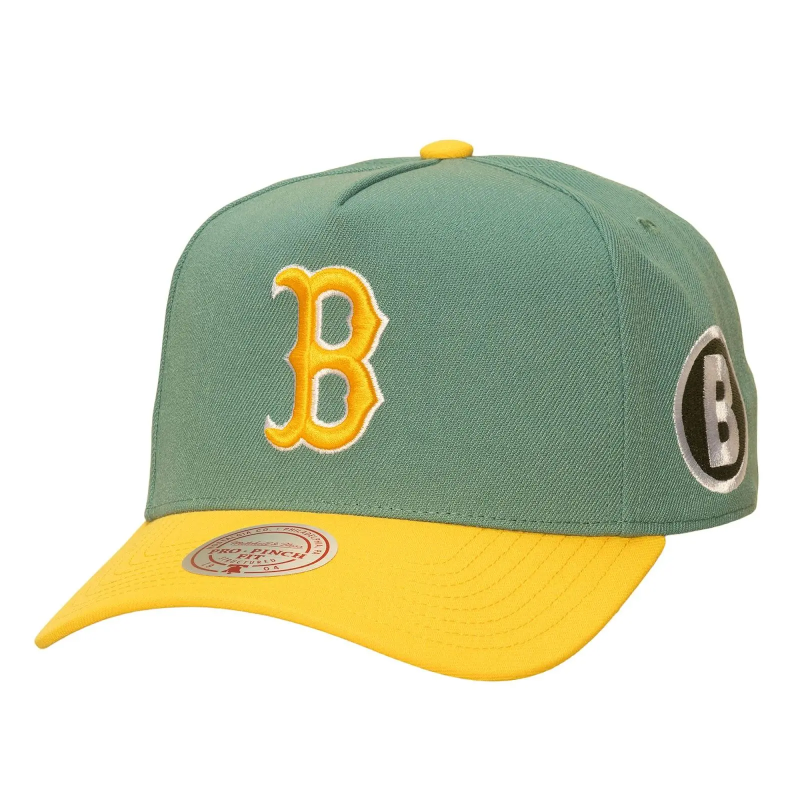 Boston Red Sox Green/Gold City Connect Pro Pinch Snapback Hat MLB Throwback Cap Adjustable Fan Gear Mitchell & Ness