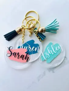 Personalized Keychain with Name, Paint Brush Stroke Style, Various Colors
