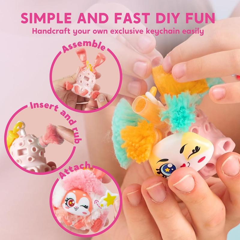 DIY Plush Keychain Making Craft, DIY Arts & Craft Set with 3 Models, Create Your Own Stuffed Keychain for Boys and Girls Ages 6 7 8 9 Valentine's Day Gifts for Kids