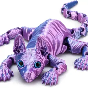 3D-printed cat figurines, 19.69 in articulated animal ornaments, colourful cat statues with lifelike eyes, cat-shaped toys for desks and bookshelves, ideal as festive gifts, home décor, and toys for adults, teenagers and children model