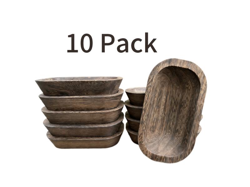 10 Pieces Wooden Dough Bowl for Decor Bulk Hand Carved Paulownia Wood Candle Making Rustic Wood Dough Bowls Decorative Bowl for Home Decor Candles Centerpiece Bowl-Party Pack Favors Christmas&Halloween Gifts for Centerpieces