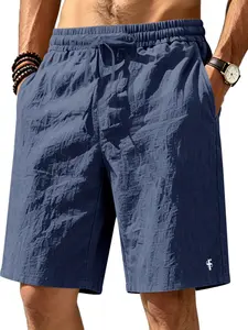 Men's Multicolor Linen Shorts, Drawstring Mid Waist, Loose-Fitting, Breathable, Casual Fitness Wear, Summer Thin Style
