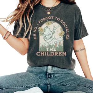 Oh No I Forgot to Socialize T-Shirt – Funny Homeschool Mom Tee, Retro Home Education Shirt, Christian Family Life Graphic Top Womenswear Casual Cotton
