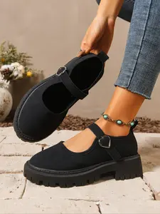 Women's Vintage Thick Sole Oxford Shoes, Butterfly Knot Fringe Decor, Slip-On Round Toe, Waterproof Rubber Sole, All Seasons