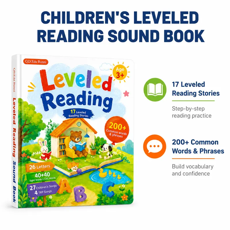 Leveled Reading Sound Book for Kids 3+, Educational Toy & Learning Toy, Interactive Language Toy with 17 Reading Stories, 200+ Words & Phrases, Screen-Free Hobby Toy, Birthday & Holiday Gift tiktokshopbacktoschool