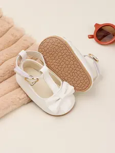 Girls' PU Bow Mary Jane Shoes, Slip-On Princess Style Sneakers for Toddlers Aged 0-1 Year Old, Baby Walking Shoes, Perfect for Spring & Autumn Seasons, Soft Soled Shoes