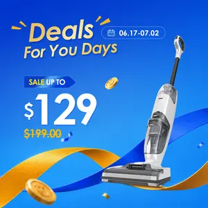 TINECO iFLOOR 2 Cordless Rechargeable Stick Vacuum Cleaner - 2-in-1 Wet-Dry, Dual-Tank, Self-Clean, Touch, Self-Propulsion System, Lightweight, for Multi-Surface Sticky Messes