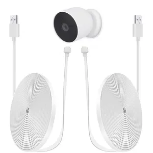 2 Pack 20ft/6m Power Cord for  Nest Cam () Only,Replacement ,Weatherproof Outdoor,Flat   for Nest Camera()-White