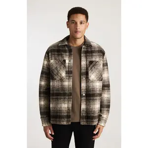 PLAID SHIRT JACKET IN SEAL BROWN CHECK