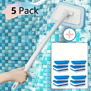 Multifunctional Bathroom Cleaning Brush Set with Long Handle, Detachable Replaceable Head, Ideal for Tiles Floors Bathtubs, Essential Home Cleaning Tool, Bathroom Supplies