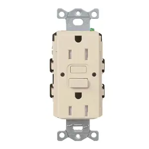 Lutron CAR-15-GFST-LA Claro 15A Tamper-Resistant Self-Testing GFCI Receptacle, Light Almond