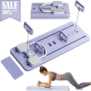 Multi-functional Ab Exercise Board,Home Pilates Reformer,6 in 1 Fitness Instrument,Abdominal Fitness Board with Resistance Bands, Purple pro