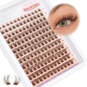 Brown Lash Clusters Kit Invisible Band Extension C Curly Wispy Cluster Eyelash Extensions Clear Diy Dark Individual With Bond And Seal  Tweezers