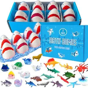 Shark Bath Bombs for Kids with Surprise Inside SEA Animals - Natural and Safe Bath Bombs Gift Set for Girls & Boys - Multicolored Organic Bubble Bath.