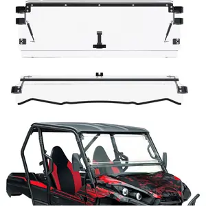 2-in-1 Folding Windshield Compatible with 2016-2023 Kawasaki Teryx 4 800/ Teryx 4 S Flip Down Clear Polycarbonate Windscreen