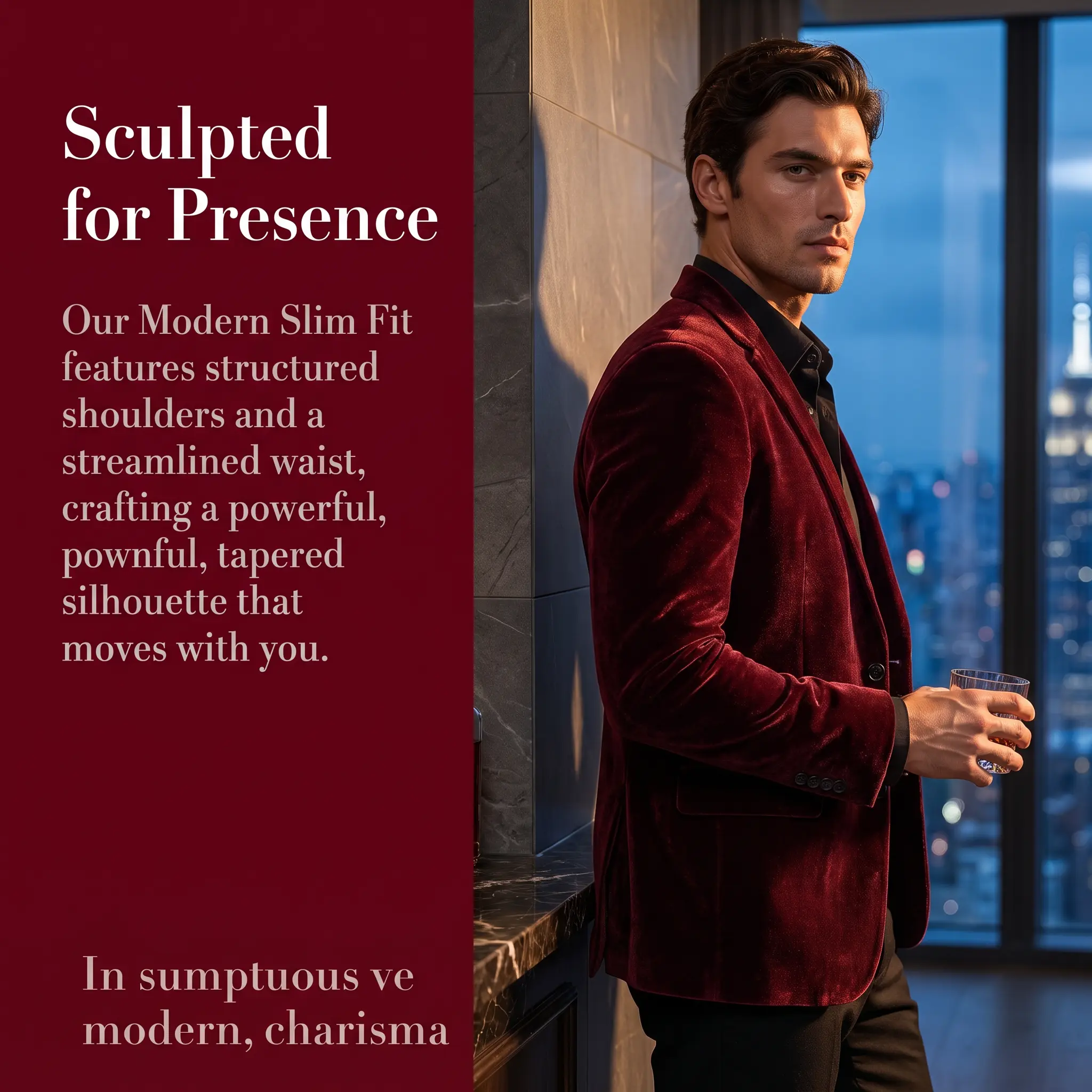 Premium Velvet Tuxedo Blazer for Men – Slim-Fit Notched Lapel Jacket with Signature Paisley Lining & Two-Button Closure, Luxe Party Suit Coat for Weddings, Prom, Galas & Black-Tie Optional Events