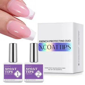 XCOATTIPS French Protecting DUO Builder Gel and Top Coat Set - Protect French Tips, No More Chipping