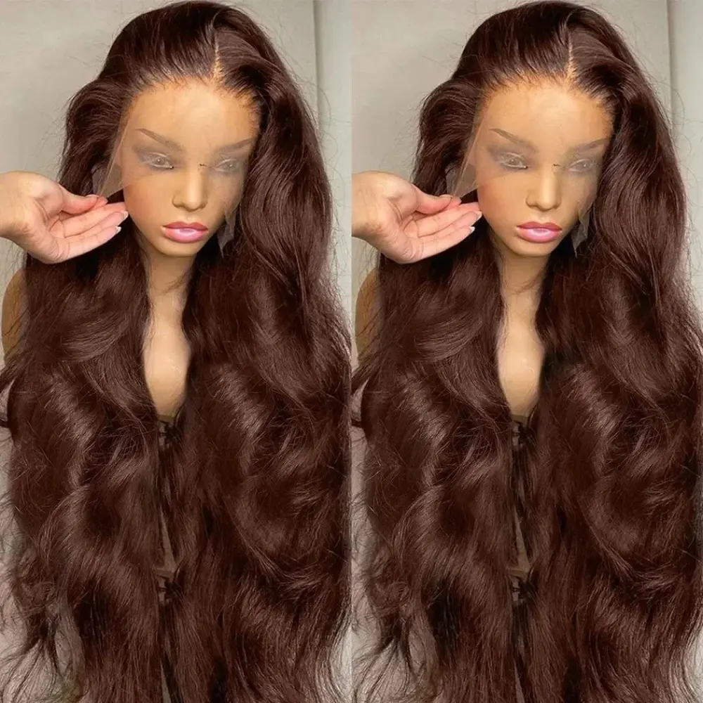 Gabrielle Hair 180% Density Chocolate Brown Lace Front Wigs Brazilian Body Wave 13X4 Lace Front Human Hair Wigs 13x6 HD Transparent Lace Frontal Wig #4 Colored Human Hair Wigs