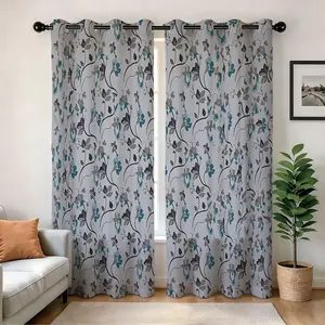Blackout Curtains (2 Panels Retro Plant Pattern Sunshade Drapes ) ,Thermal Insulated Noise Reducing Privacy Curtains for Living Room Bedroom Decor with Grommets