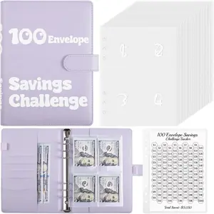 100 Budgeting Planner & Savings Challenges Budget Book, Envelope Challenge Binder to Save $5,050, Savins Binder with  Pockets