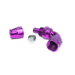 -08 AN 90 Degree Female Aluminum Hose End (PTFE)