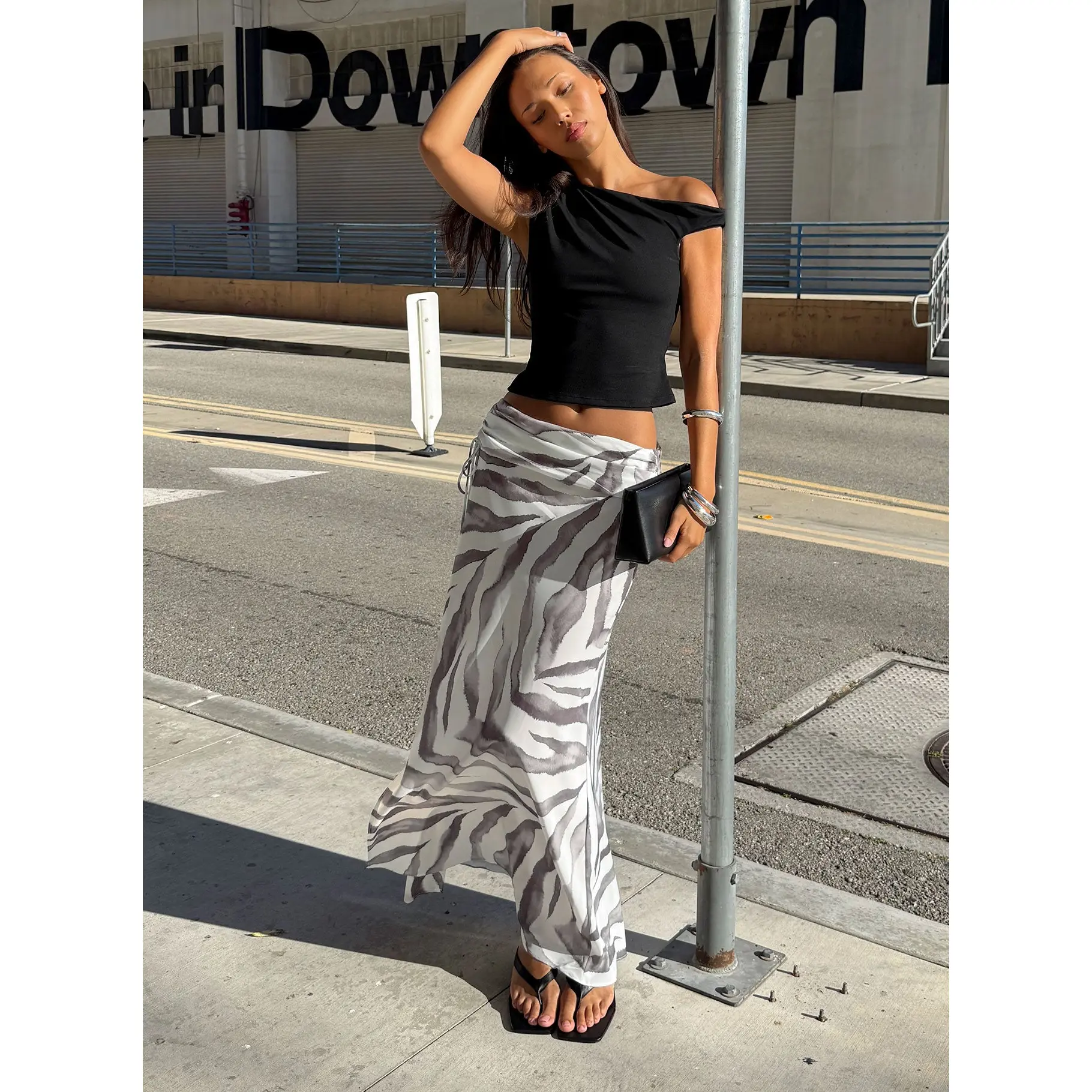Kiden Split Maxi Skirt Zebra Kiden Split Maxi Skirt Zebra