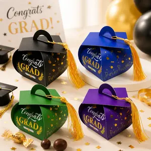 New Graduation Cap Candy Box, Gold Foil Doctor Hat Gift Packaging, Celebration Paper Box, Perfect for Graduates, Ideal Gift for Loved Ones