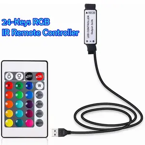 1pc/2pc 5V RGB controller, 4-pin mini control cable, IR remote control for 5050 2835 RGB LED light strip
