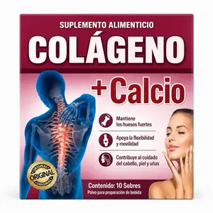 Colágeno + Calcio Dietary Supplement Drink Mix, 10 Single-Serve Sachets, Collagen & Calcium Formula