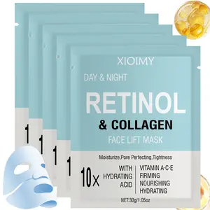 5pcs Retinol & Collagen Face Mask Set, Hyaluronic Acid & Vitamins a C E, Deep Moisture, Brightening, Smooth Skin Care