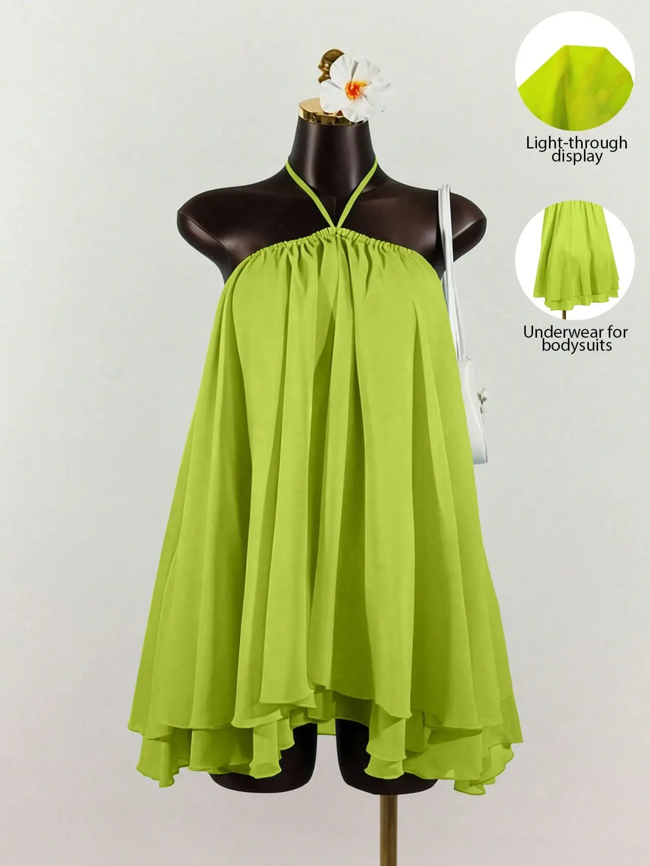 LALUZ Women's Chiffon Layered Ruffle Sleeveless Mini Dress Flowy A Line Summer Outfit Beach Vacation Date Night Cocktail Party Dress