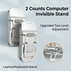 2 Counts Adjustable Invisible Laptop Stand, Portable Ergonomic Cooling Riser for MacBooks and Desktop Keyboards, Universal Fit