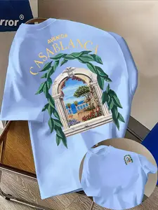 Men's T-Shirt with Casablanca Pattern, Arabic City Name Design, Soft Polyester, Casual & Formal, Fashion Essential