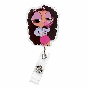 Pink Bubble Gum Girl Badge Reel | Cute Retractable ID Holder | Nurse, CNA, Medical Assistant Gift nurse badge