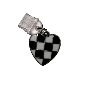 Checkered  Heart  Dust Plug Cellphone Charm