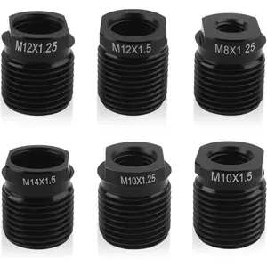 6PCS Shift Knob Adapter Set,M8/M10/M12/M14 Stick Shift Knob Thread Adapter for Tight Connections,Aluminum Alloy Gear Shifter Knobs Adapters Replacement for Modified Gear Shifters