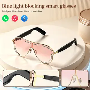 Smart Glasses for Women Men, Open Ear Audio, 7H Playtime, Mic & Speakers | Bluetooth Sunglasses, Touch Control for Sports Driving, Bilateral Power-On, Large Frame, Eye Care for Outdoor