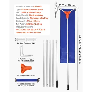 VEVORSnowRoofRake, 17inAluminumBlade, 4.1-17.2ftAdjustableRoofSnowScraperwithWheelsSlide, LightweightSnowsRemovalToolforHouseRooftopLeavesDebrisClearing