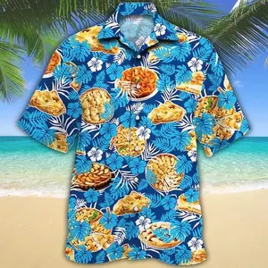 Apple Pie Lovers Blue Floral Hawaiian Shirt