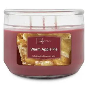 Warm Apple Pie Scented 3-Wick Glass Jar Candle, 11.5 oz – Long Lasting Fragrance for Home Décor and Relaxation