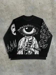 Skull and Eye Graphic Print Hoodie, Casual Street Style, Long Sleeve, Warm Lining, Fall & Winter, Emo Sporty Versatile Simple, Sweatshirts